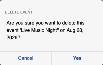 The delete confirmation